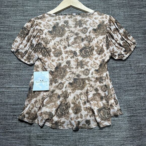 Rebellious Dreamer Blouse Top Women's S Brown Floral TH1340A - Picture 11 of 12
